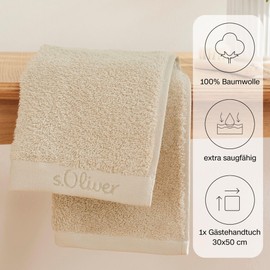 s.Oliver Guest Towel 30 x 50 cm 100% Cotton 600 g/m² Soft & Absorbent Guest Towel Beige