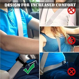 Msagkah Car Seat Belt Adjuster, Metal Belt Buckle, Eliminates Neck Tension for Adults, Children, Pregnant Women, Thickness (Black-1 Piece)
