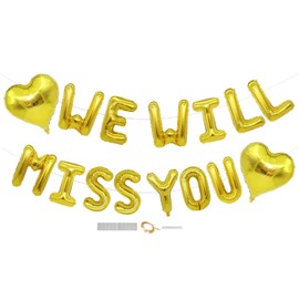 DUXUANT “We Will Miss You” Balloons Banner Set - Gold Farewell Party Decorations Supplies Going Away Party Retirement Party Office Work Party Graduation Decoration