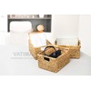 Large Wicker Basket Rectangular with Wooden Handles for Shelves, Water