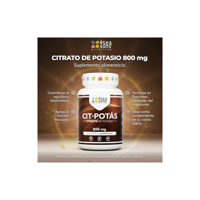 Citrato de Potasio 700 mg con Vitamina C | Potassium