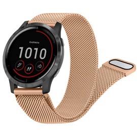 Zoye Metal Strap for Garmin Vivoactive 4, Garmin Venu 2,Garmin Venu 3-22mm Quick Release Band with Magnet for Garmin Vivoactive 4/Garmin Venu 2/3 (Rose Gold)