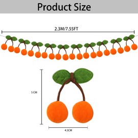 QXUJI 3 Pack Cherry Garland Decoration, Cherry Birthday Garland Banner, Wall Hanging Home Room Decor, for Bedroom, Nursery Room, Dorm Decor, Wedding, Party (Yellow, Orange, Dark Pink)