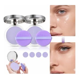 2pcs Polvo Matificador Cremoso Lavanda Maquillaje Mate Textura Seda Control de Aceite Elimina Brillo Facial Larga Duracion ， prebase y polvos fijadore
