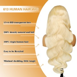 Goalroya 30 Inch 613 13x6 Lace Front Wig Human Hair 200% Density HD Transparent 613 Lace Front Wig Human Hair Body Wave Pre plucked for Women 613 HD Lace Frontal Wig