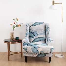 ele ELEOPTION 2-Piece Wingback Chair Sofa Slipcover, Stretch Wingback Chair Cover, Armchair Sofa Slipcover Furniture Protector Cover for Wingback Chairs, Machine Washable (Light Blue)
