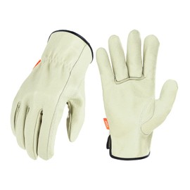 Vgo... Pair of Genuine Pigskin Leather Work Gloves for Light Tasks, Drivers and Crafts (PA9501)