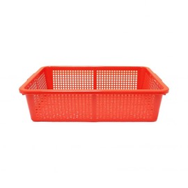 TrueCraftware-18" X 13-3/4" Square Colander Strainer Basket Red Color- Strainer Basket Wash Vegetables Fruits Drain Cooked Pasta Food Strainer Drainer Kitchen Essentials