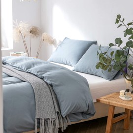 Good Nite Duvet Cover Bedding Quilt Cover Sets with Pillowcases Soft Microfiber Bed Cover Set (Blue Gray, King 230x200cm)