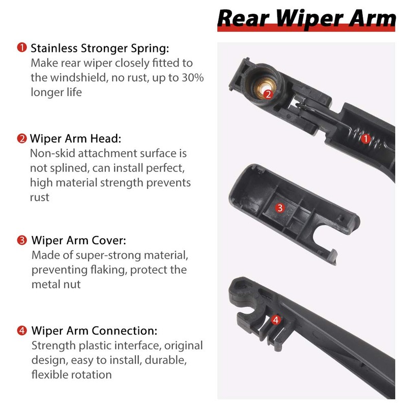 Replacement for 2009-2020 Dodge Journey Vehicles, Rear Windshield Back Wiper