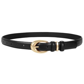 JASGOOD Women Leather Belt for Jeans Pants Fashion Ladies Faux Leather Dress belt with Gold Buckle