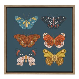 Kate and Laurel Sylvie Free Wings Framed Canvas Wall Art by Oris Eddu, 22x22 Gold, Decorative Nature Art for Wall