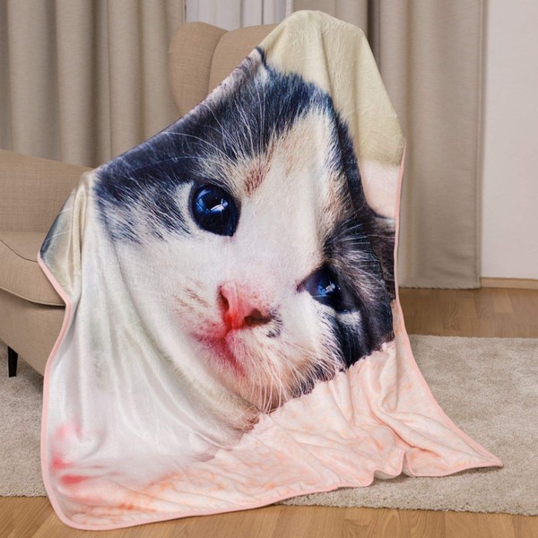 KK Microfibre Fleece Blanket with Cat 120 x 150 cm