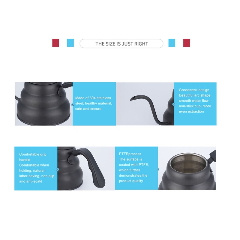 PTFE Stainless Steel Tea Pot Coffee Kettle Gooseneck Spout Pour