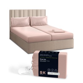 Olive + Crate Split King Sheets Sets for Adjustable Bed, 100% Certified Tencel Eucalyptus Fiber from Austria, Better Than Silk Linen & Cotton, Cooling for Hot Sleepers, Rose Blush (106" x 107")