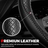 Ouzorp - Funda para volante de coche, microfibra, negro, 37-39