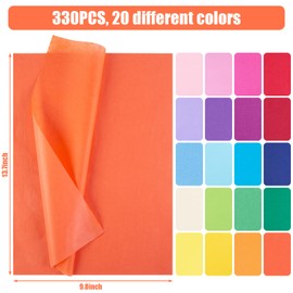 Shindel Gift Wrapping Tissue Paper, 330 Sheets Bulk Tissue Paper for Crafts Gift Wrap Holiday Birthday 13.7 x 9.8 Inch, 20 Colors