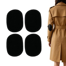 4-Pack Suede Leather Elbow Patches, Sew-On Oval Fabric Repair Patches for Jumpers Sweaters Jackets Jeans Trousers, 14x9cm Black Clothing Repair Appliques for Craft Sewing