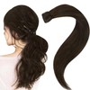Easyouth Ponytail Extension Human Hair Brown Pony Tails Hair Extension Darkest Brown Human Hair Ponytail Extension Wrap Around Ponytail Human Hair Seamless #2 14inch 70g