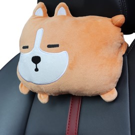 Sexysamba 2PCS Cuddly Chubby Corgi Car Neck Pillow, Cute Headrest Pillow for Car, Comfortable Soft Car Seat Pillow for Driving, Head Rest Cushion, Neck Pillow for Travelling and Home - Corgi