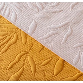 Vianney Edredón Kingsize Marla Mostaza Hojas / Blanco Vianney Color Amarillo