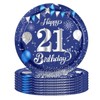 16Pcs Navy Blue 21st Birthday Paper Plates 7inch for Party