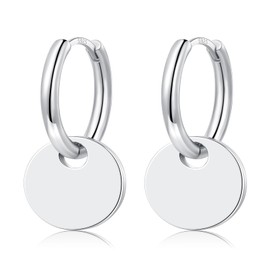 Earrings Silver 925 Earrings Silver Hanging for Women Girls Men Hoop Earrings Silver 925 Round 14K Gold Huggie Hoop Earrings Rose Gold Earrings Gift, small, Gold-plated, Not stone