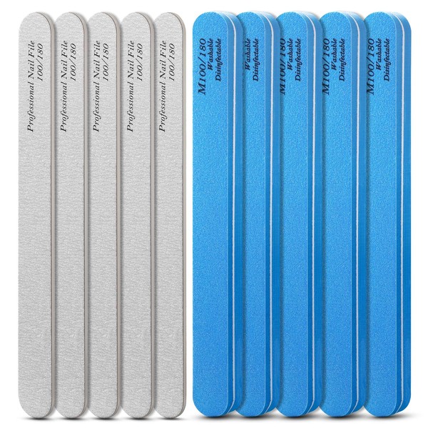 BALUCA 10-Pack Professional Nail Files & Buffers for Acrylic &
