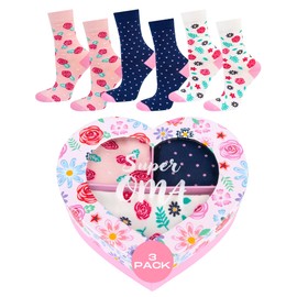 soxo Grandma Socks Women's Gifts for Women Funny Gift Colourful Women's Socks Set 35-40 1-3 Pairs, Grandma Heart 3 Pairs