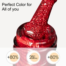 Honey Joy Sparkly Gel Nail Polish 1Pc Red Glitter Nail Polish Gel Colors - Soak Off, UV/LED Gel Polish for Nail Art - Perfect for DIY Manicures at Home - Salon-Quality, 8ml/0.28oz (#11)