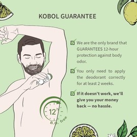 KOBOL  2 Desodorantes Naturales Vegano  Adultos y Nios 12hrs Reales contra el mal olor o te regresamos tu dinero SIN Bicarbonato no Irrita  Fresco... 