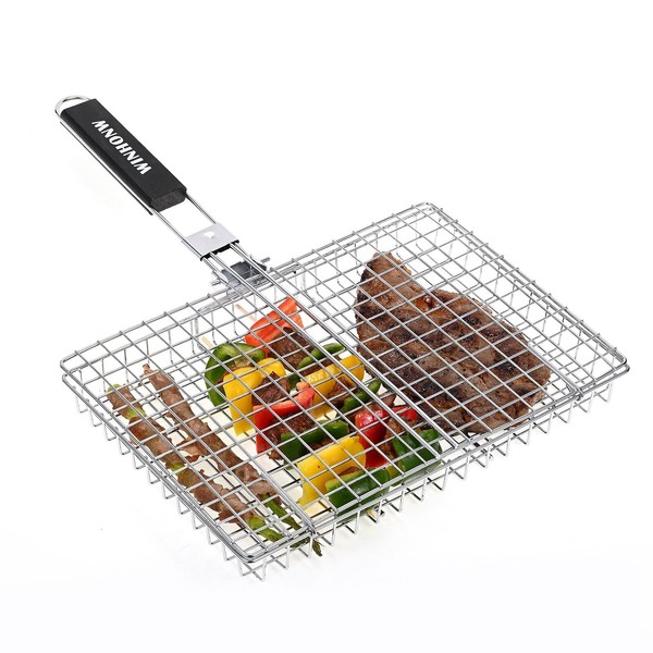 WINHONW Barbecue Basket Folding for Roast BBQ Portable Grilling Basket
