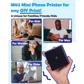 Phomemo Mini Sticker Printer- Mini Printer Sticker Maker Machine M02, Print Pods Suitable for Creative DIY, Diaries, Photos, Study Notes, Portable Thermal Inkless Label Maker for Home/Travel, Black