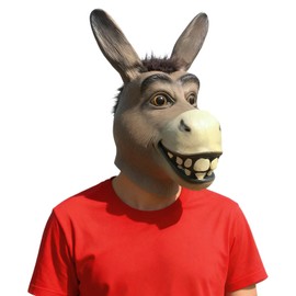 Derlinvine Donkey Mask, Latex Animal Head Mask, Novelty Deluxe Party Cosplay Animal Costume for Festival Ball Party Props