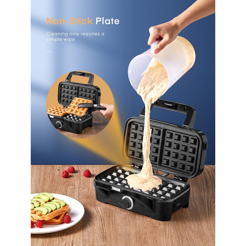 HOUSNAT Sandwich Maker, 3 in 1 Waffle Maker with Removable