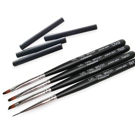 Gel Brush, Gel Nails, Black, Flat Brush, Nail Brush, Nail Brush, Gel Nail Brush with Cap, Nail Supplies, Nail Art, Nail Tool, Self Nail (Black, Flat)