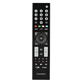 Thomson Ersatz-Fernbedienung für Grundig TVs (sofort einsatzbereit, lernfähig, Simple Mode, leuchtende Tasten, Infrarot) IR Remote Control schwarz