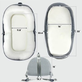 Baby Lounger, Foldable Portable Infant Lounger, Baby Nest Cover, Suitable for 0-24 Months Newborn Baby Lounger,Home Travel Dual-Purpose Baby Nest (Beige)