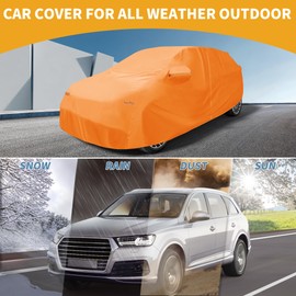Partuto Car Cover Waterproof All Weather Automotive Outdoor Anti-UV Full Exterior Cover for Honda Prologue Aluminum Film Orange with Left Side Zipper