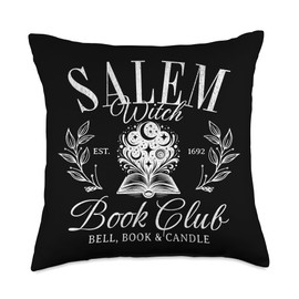 Salem Witch Book Club Reading Spooky Season Spells Gift Throw Pillow