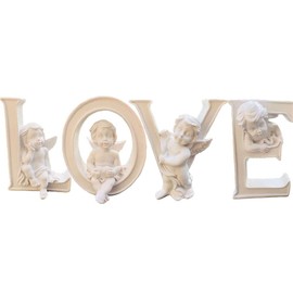 Set 4 Angel Figurines Cherub Figurine Statue Easter Religious Collectible Heart&Love Angel Figurines Home Wedding Centerpiece, Easter décor