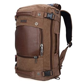 WITZMAN Canvas Backpack Travel Rucksack Backpack Vintage Duffel Bag Laptop Bag Casual Daypack A2020 (Brown)