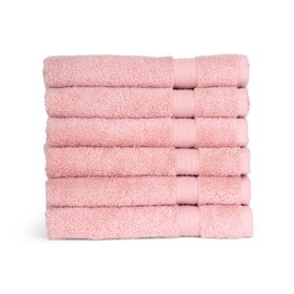 TowelSelections Soft and Absorbent Towels Cotton for Bathroom Hotel Shower Spa Gym, 4 Hand Towels Powder Pink