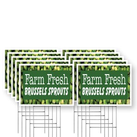 Farm Fresh Brussels Sprouts Yard Sign 10 Pack of 18 Inch x 24 Inch Double Sided Weatherproof Heavy-Duty Plastic with Stake | Nutritious Vegetables, Farmer’s Markets, Fresh Deals | Made in USA