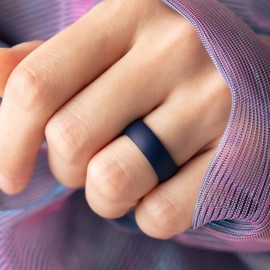 Saco Band Silicone Ring for Women - 6mm Width 1.9mm Thick (Dark Blue H - Size 10.5-11 (20.60mm))