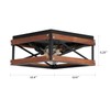 Rustic Farmhouse Flush Mount Light Fixture Two-Light Metal and Wood