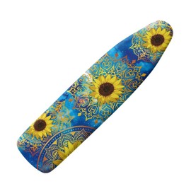 Wanzuoeng 15x54 Inch Ironing Board Cover, Sunflower Printed Ironing Board Protector with Hook and Loop Fasteners Strap, Mandala Flower Print Ironing Board Cover Protector, Scorch Heat Resistance