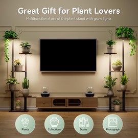 Elaruslux 46" Plant Stand Indoor with Grow Lights Corner Plant Shelf 6-Tiered Plant Stand with 2 Grow Lights for Multiple Indoor Plants Flower Holder Display Plant Rack for Living Room Patio Decor (2-Pack-12Tier)