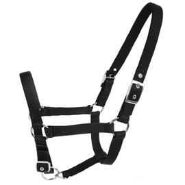 ZRSCHYG Horse Halter, Adjustable Nylon Strap with Metal Hardware (Black, L)