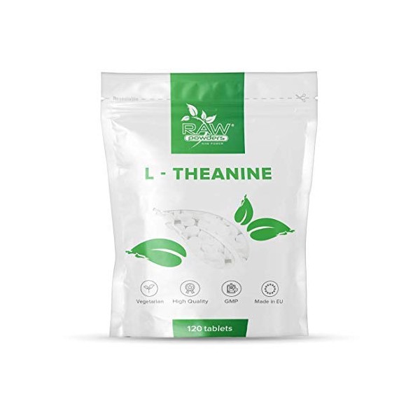 Theanine 200mg 120 Tablets High Strength – L Theanine Nootropic Supplement – L-Theanine for Vegans and Vegetarians - Nerve System, Energy Support by Raw Powders